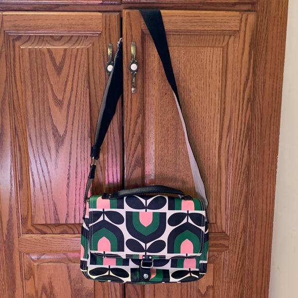 Orla Kiely Pink and Green Women's Messenger Bag - Picture 1 of 6